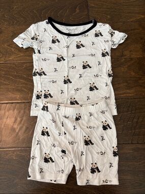 Kyte BABY White and Black Panda Short Pajama Set